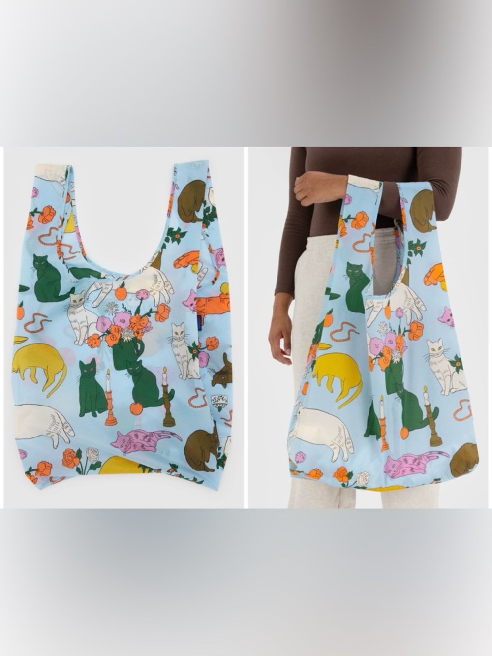 NWT Urban Outfitters BAGGU Patterned Standard Reusable Tote Bag- Table Cats - OS